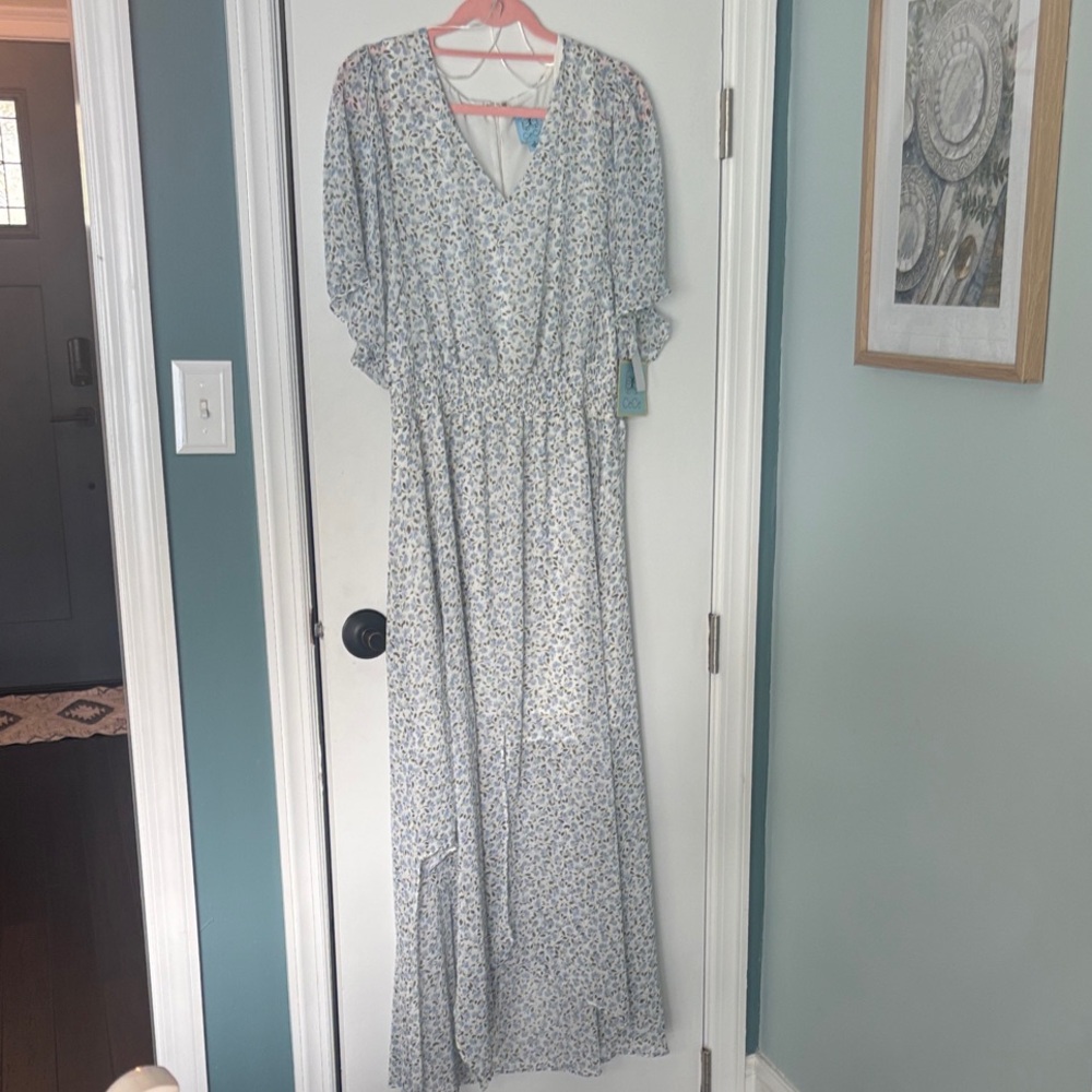 CeCe Blue Floral Maxi Dress